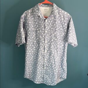Haggar Light Blue Sailboat Print Casual Shirt
